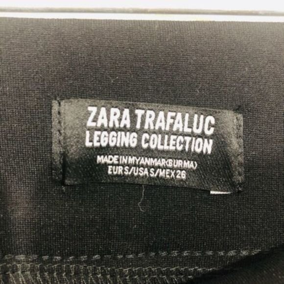 Zara Trafalug Elastic Waist Black With Yellow Side Stripe Pull On Pants Size S - Picture 4 of 5